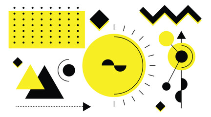 Poster - Geometry and Geometric Figures Colorful Abstract Background Yellow Black. Graphic design elements and resources vector art