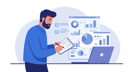Poster - Business analysis and data visualization concept for marketing strategy design vector illustration