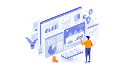 Poster - Business analytics dashboard concept with data visualization for financial strategy and growth vector illustration