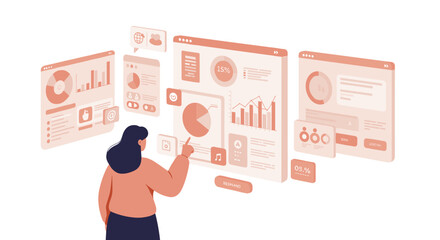 Poster - Interactive data analysis and visualization for business success vector illustration
