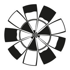 Poster - Monochrome fan array. Abstract spoke design. Geometric radial pattern. Vector minimalist wheel.