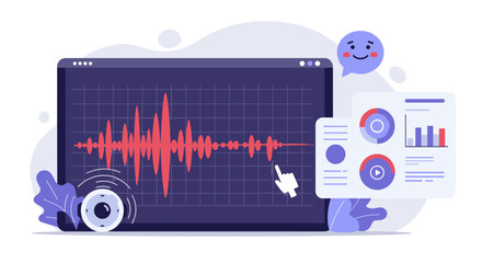 Poster - Audio analysis and data visualization concept for digital applications vector illustration