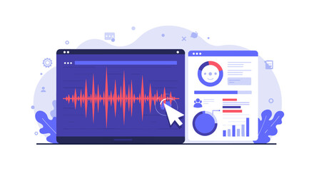 Poster - Audio analysis and data visualization concept for digital technology design vector illustration