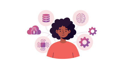 Poster - Artificial intelligence and technology concept with diverse elements for educational design vector illustration