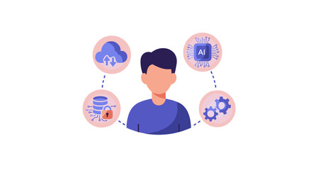 Poster - Artificial intelligence integration and data cloud technology illustration for digital design vector illustration