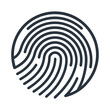 © PixelStudio - Fingerprint line art vector icon. Biometric identity outline illustration on white background.