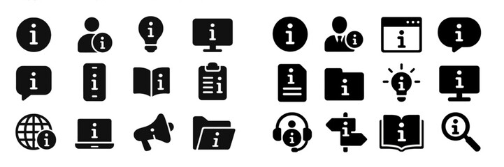 Poster - Collection of information icons representing various forms of communication and data sharing in a digital world