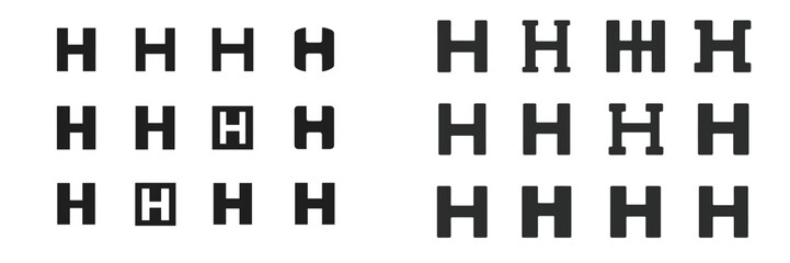Aufkleber - Variations of the letter H in diverse artistic styles showcasing creativity and design techniques