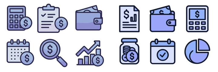 Poster - Financial planning icons for budgeting and expense tracking on a digital interface