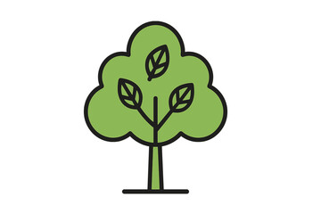 Aufkleber - Green tree with leaves representing nature and growth in a simple, modern style