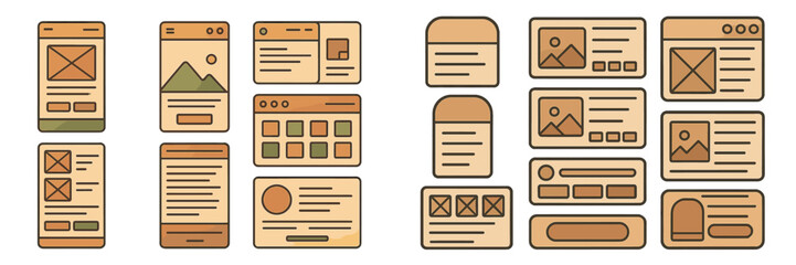 Poster - User interface design concepts featuring various layouts for mobile and desktop applications
