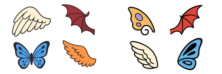 Poster - Colorful wing designs featuring various fantasy and nature-inspired patterns for creative projects