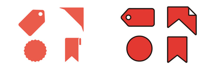 Aufkleber - Colorful collection of red tags, labels, and shapes suitable for various design projects and branding applications