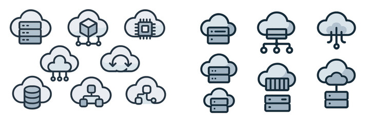 Poster - Various cloud computing icons representing different services and functionalities in a digital environment for technology applications