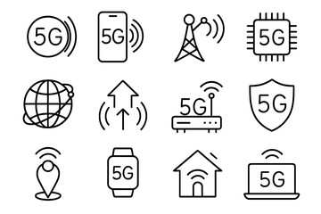 Poster - Icons representing 5G technology illustrate its impact on communication and connectivity in modern times