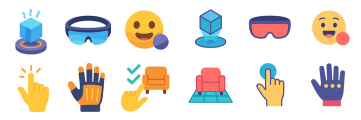 Poster - Virtual reality icons showcasing engagement and interaction in a digital environment