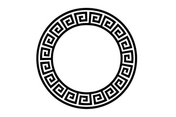 Poster - Geometric circular design with Greek key pattern showcased on a white background