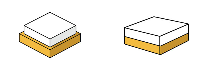 Poster - Detailed depiction of two layered desserts with cream and graham cracker crust in simple geometric shapes