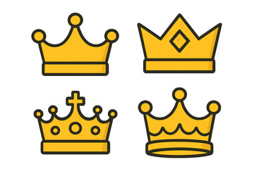 Poster - Various crown designs illustrated in a simple and colorful style suitable for decorative use or graphic projects