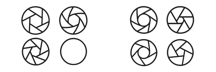 Aufkleber - Various aperture icon designs illustrating photography concepts in a simple layout