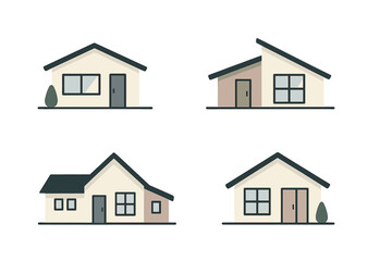 Aufkleber - Various house designs showcasing modern and contemporary architectural styles in a minimalist illustration format