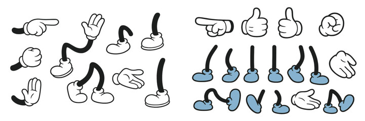 Poster - Collection of cartoon hand and foot gestures showcasing various actions in a playful style for creative projects