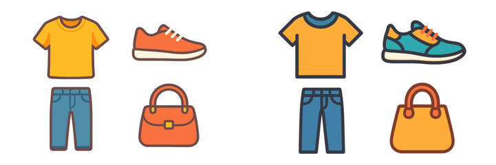 Poster - Colorful clothing and accessories layout showcasing casual outfits suitable for various occasions