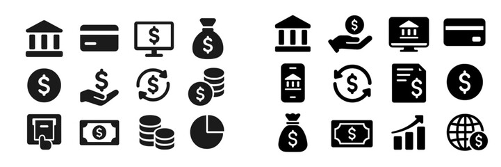 Poster - Icons representing financial activities and transactions in a modern digital banking context