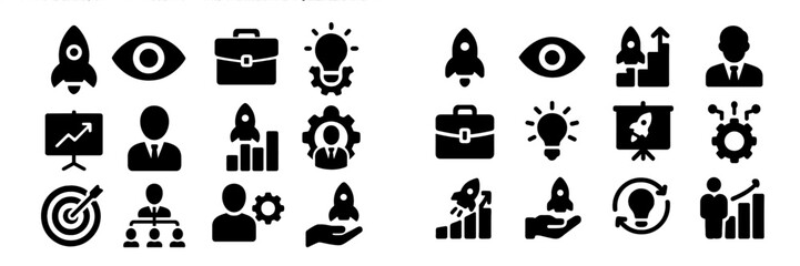 Poster - Business and innovation icons representing growth, strategy, and teamwork in a modern corporate environment