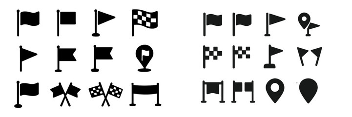 Poster - Collection of various flag icons in different shapes and designs suitable for graphic applications and web development