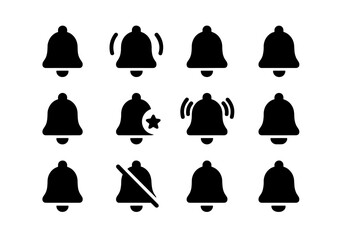 Aufkleber - Various bell icons showcasing different notification states and settings in a digital interface