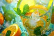© Sentuh - high definition picture of refreshing cocktail with lemon, lime and mint, soft drink with citrus