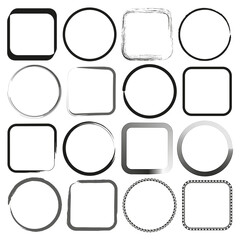 Poster - Geometric shape frames. Square circle collection. Outline border Vector. Clean line art.