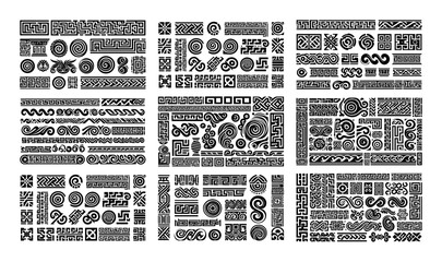 ethnic vector pattern collection – tribal geometric ornament set