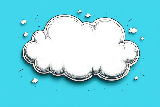 White thought bubble floating on a vibrant teal background, creating a dynamic space for text or dialogue in comic book style