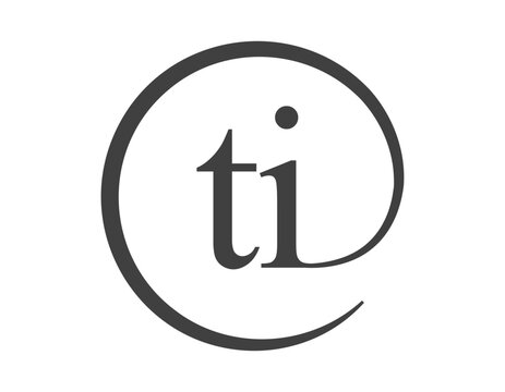 TI logo from two letter with circle shape email sign style. T and I round logotype of business company