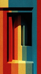 Poster - Vibrant Geometric Abstract Wall Art Featu Multiple Arch Shapes in Bright Colors with 3D Depth and Shadow Effects for Modern Interior Design