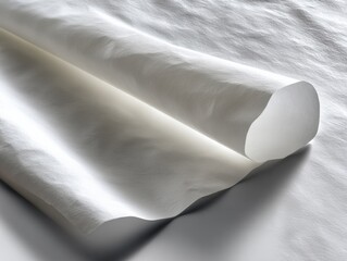 Aufkleber - Close-up of a roll of white textured paper with soft lighting and smooth surface for creative printing or craft projects