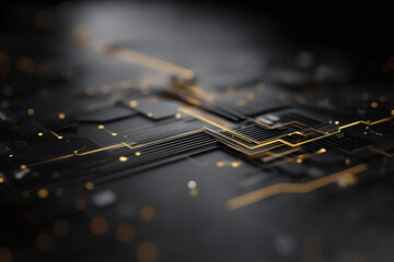 Poster - Sleek, futuristic tech background featuring glowing circuits. Evokes themes of innovation, data, connectivity, and artificial intelligence. Perfect for presentations, websites.