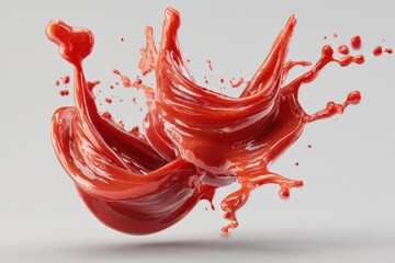 Aufkleber - Dynamic red paint splash with fluid motion, vibrant abstract art, high resolution liquid art for creative design projects, modern background