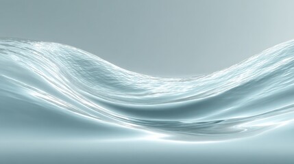 Poster - Abstract flowing water wave with smooth curves and glossy surface in soft light creating a calming and serene aquatic scene