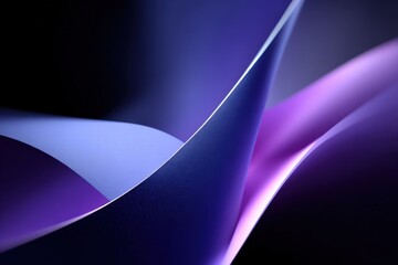 Poster - Abstract colorful flowing fabric or paper with smooth curves and vibrant purple, blue, and pink gradient lighting for modern design