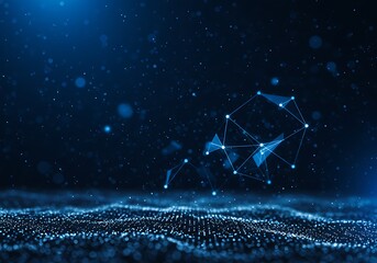 Aufkleber - Abstract digital network background with glowing blue particles