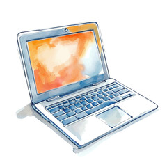 Chromebooks, watercolor painting vector, isolated on a white background.