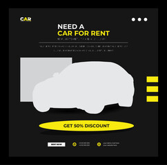 Wall Mural - Rent a car social media banner template design