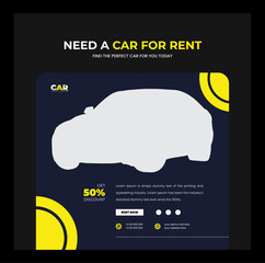 Wall Mural - Rent a car social media banner template design