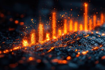 Poster - Abstract Glowing Data Projection on Dark Background