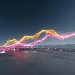 Poster - Abstract Glowing Data Wave in Dark Metaverse Landscape