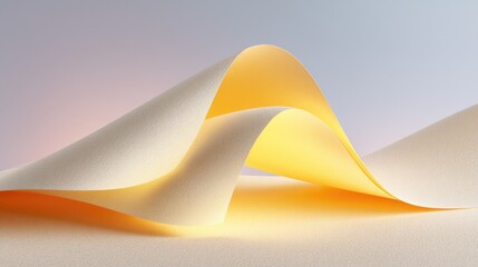 Poster - Abstract Gold and Beige Paper Curve