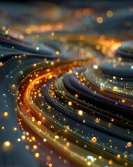 Poster - Abstract Gold Particles in Motion Blur, Swirling Chaos